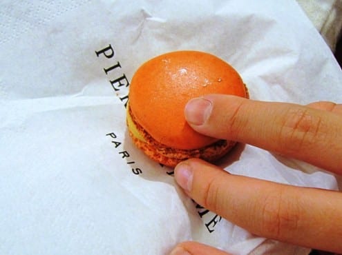 A grapefruit macaron from Pierre Herme