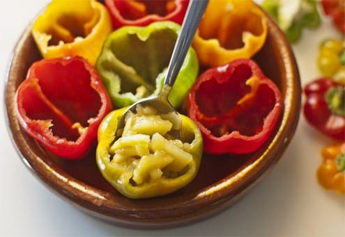 Stuffed mini peppers with Spanish tortilla