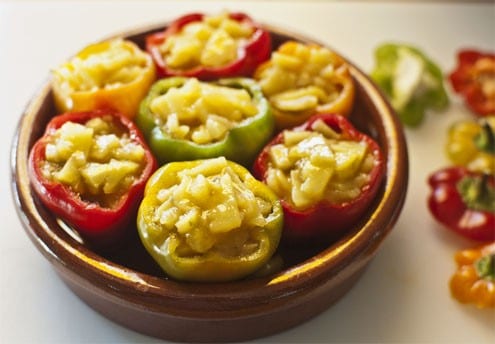 Stuffed mini peppers with Spanish tortilla