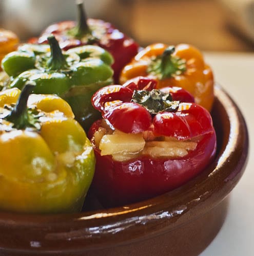 Stuffed mini peppers with Spanish tortilla