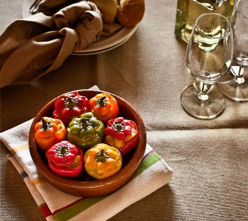 Stuffed mini peppers with Spanish tortilla