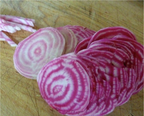 Beautiful colors of Chioggia beets - italiaoutdoorsfoodandwine bike tours italy