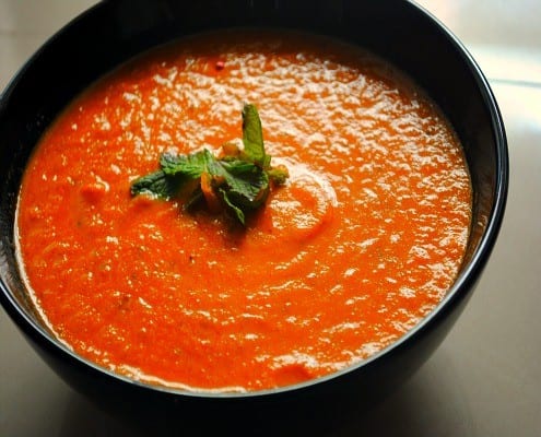 Basil and Coriander Tomato Soup Recipe on Honest Cooking