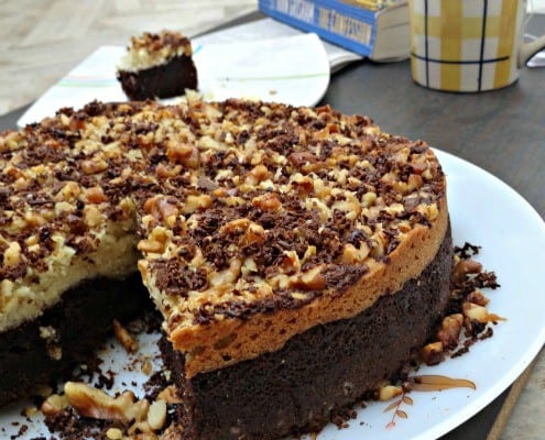 Eggless Chocolate Cake with Walnut Crust