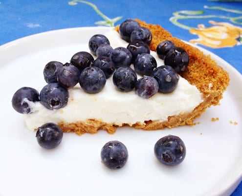 Greek Yogurt Icebox Pie with Coriander and Fresh Blueberries