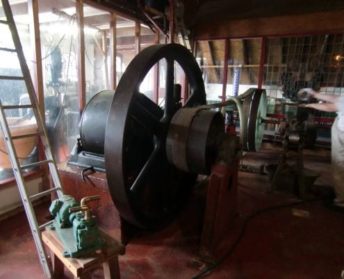 Mustard grinding machine used nowadays in Abraham's mustard factory.