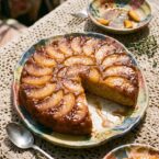 Peach Upside-Down Cornmeal Skillet Cake