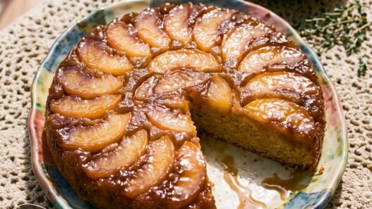 Peach Upside-Down Cornmeal Skillet Cake