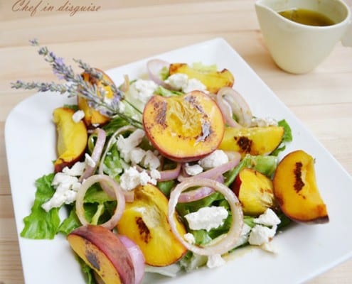 Peach and Feta Salad with Lavender Dressing - Honest Cooking