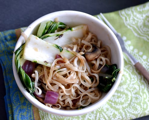 Teriyaki noodles with bok choy