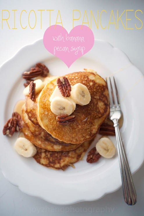 Ricotta Pancakes with Banana Syrup