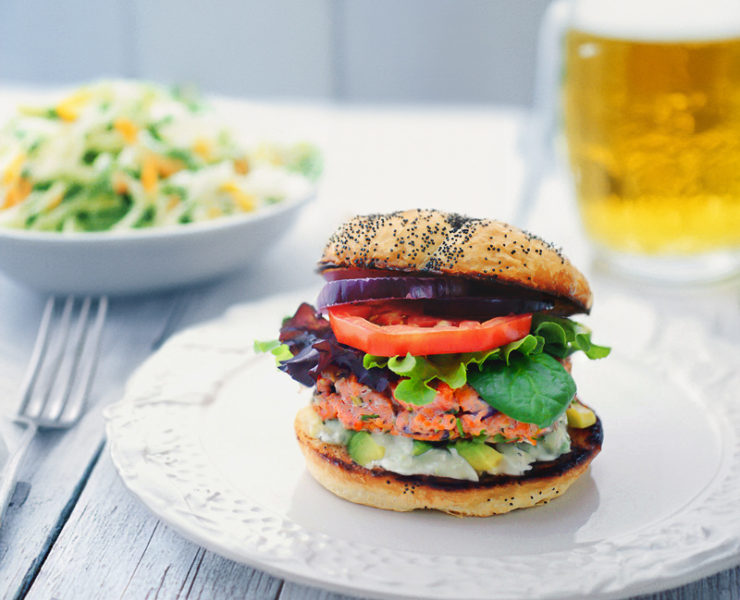 Salmon Burger with Avocado Aioli