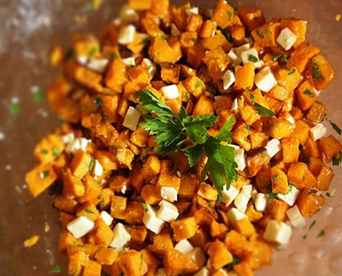 Sweet Potato Salad with Feta Cheese