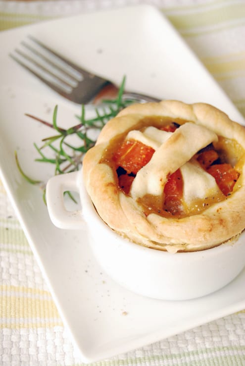 Pumpkin and porcini mini basket