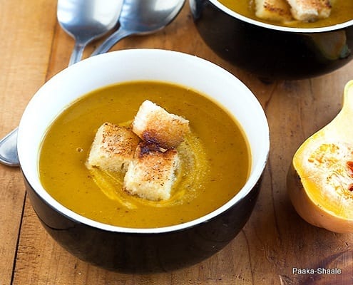 Butternut Squash Soup with Curried Lentils