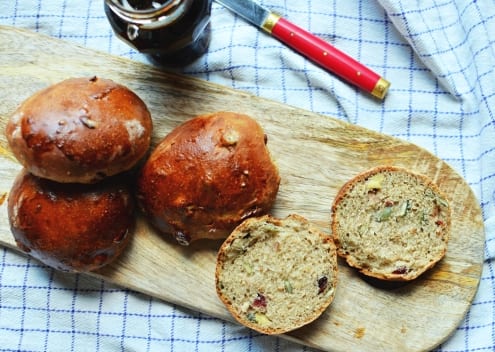 Autumn Buns with Cranberries and Pumpkin