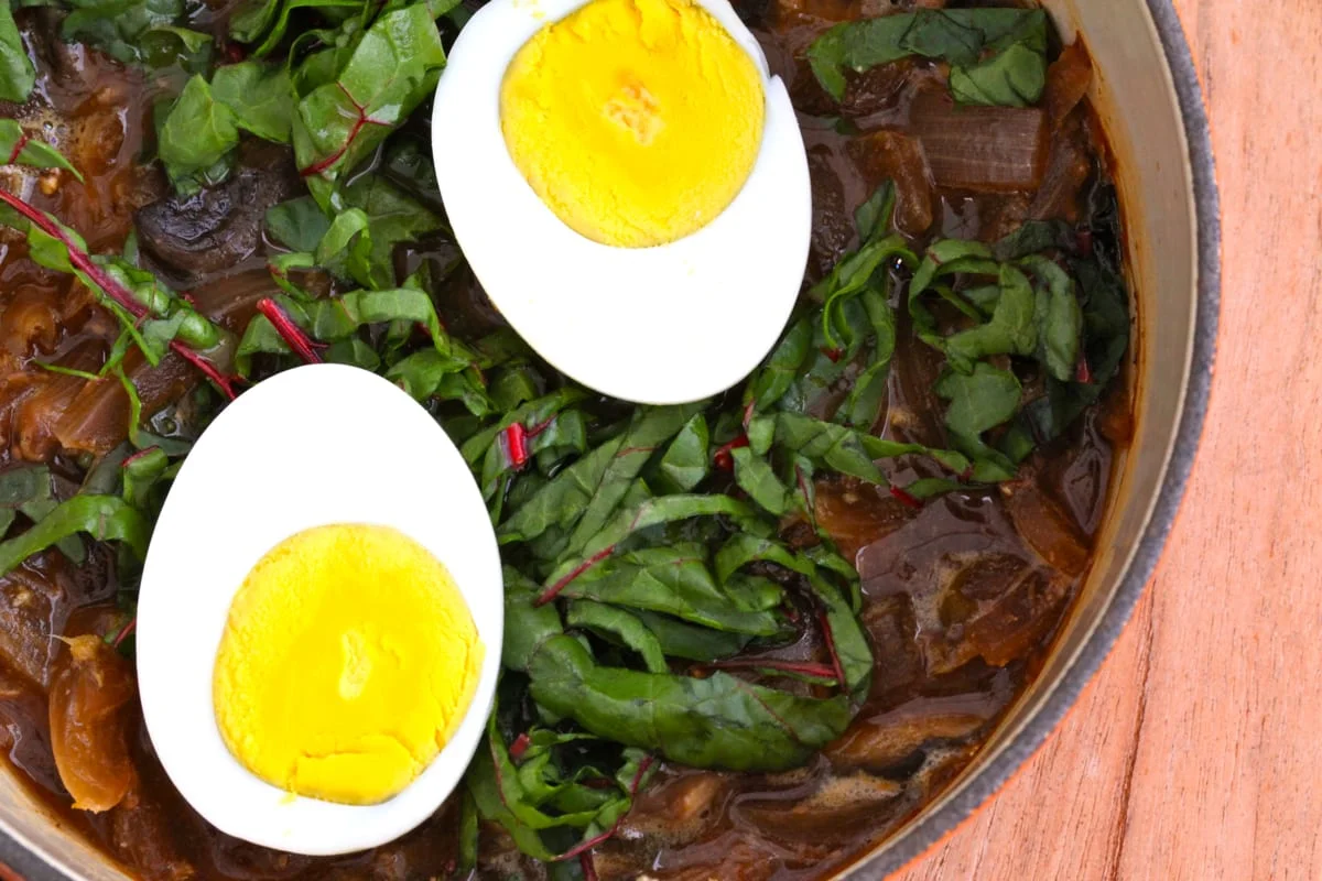 Miso Ginger Soup with Red Chard