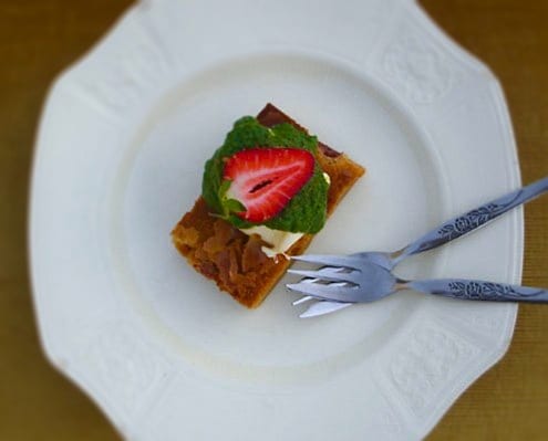 Berry Blondies with Passion-Mint Coulis