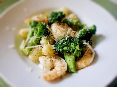 Pesto Gnocchi with Shrimp and Broccoli