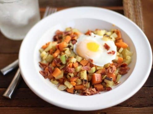 Sweet Potato, Apple and Bacon Breakfast Hash