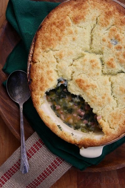 Cornbread Crust Ham and Greens Pot Pie Recipe