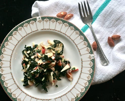 kale salad with almonds and apples