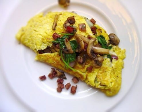 Spinach, Mushroom and Andouille Omelet Recipe