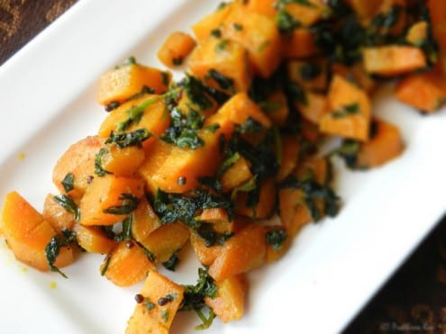 Carrots Sauteed with Fresh Fenugreek Leaves