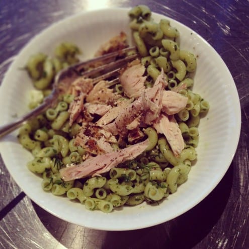 Pesto Macaroni with Feta and Herbs