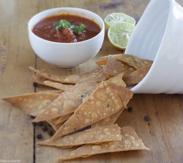 Homemade Tortilla Chips with Red Salsa