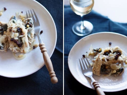 Fried Fresh Sardine Fillets with Vinegar and Pine Nuts