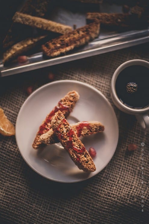 Clementine Biscotti with Pomegranate Syrup