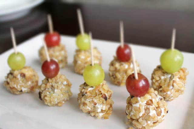 Goat Cheese and Walnut Covered Grapes