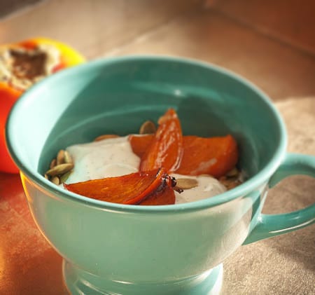 Caramelized Persimmon and Vanilla Yoghurt