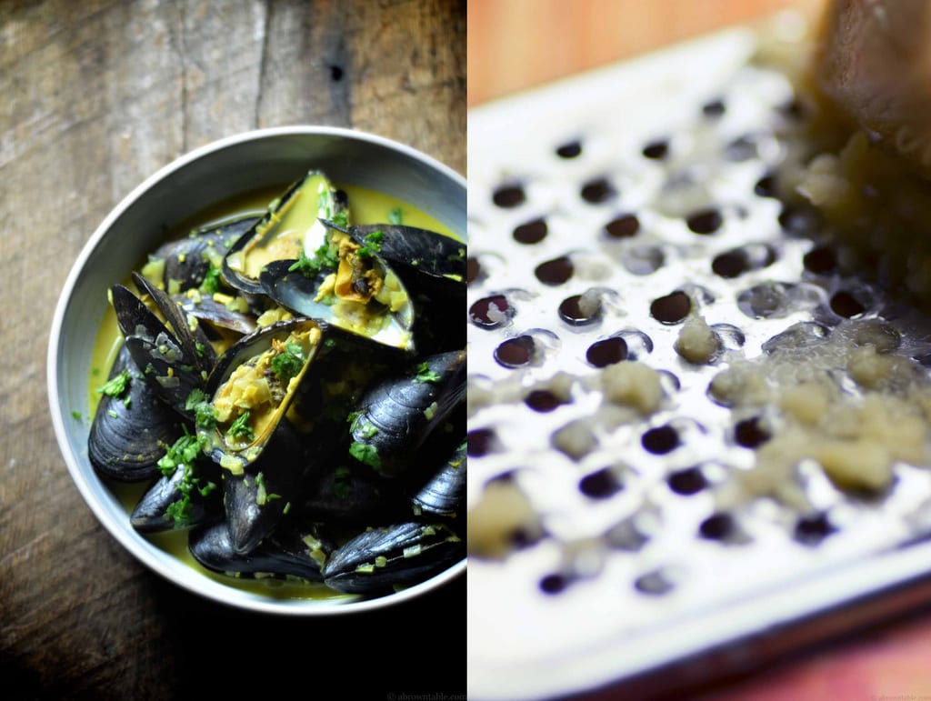 Yogurt and Coconut Curried Mussels