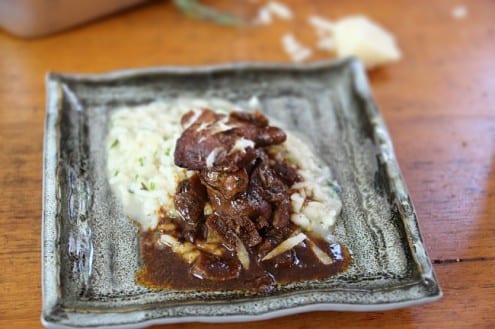 Quick Braised Chicken with Porcini and Thyme Risotto