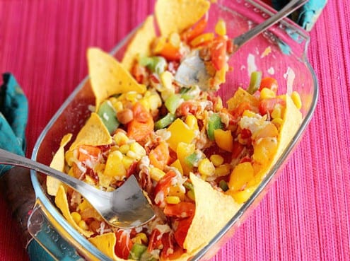 Crunchy Mexican Salad with Cheese and Nacho Chips
