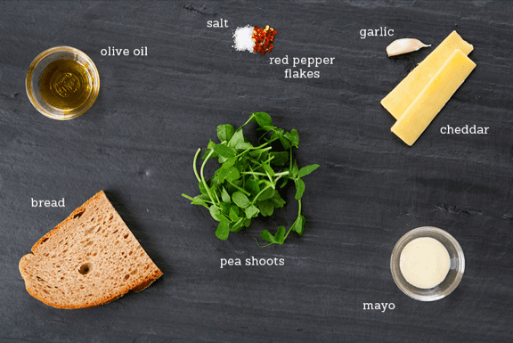 Grilled Cheese with Pea Shoots