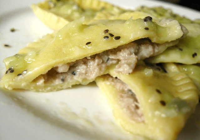 Kiwi Infused Pork Ravioli