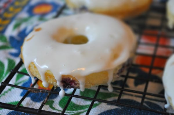 Blueberry Donuts with Lemon Glaze