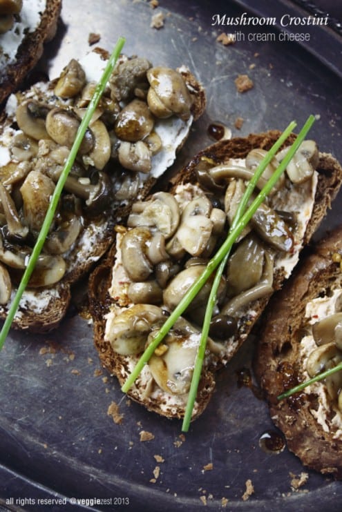 Mushroom Crostini with Cream Cheese