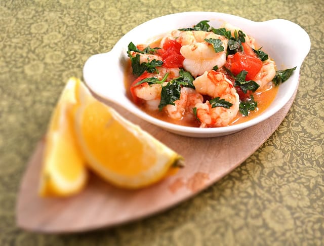 Lemony and Garlicky Shrimp with Cherry Tomatoes and Fresh Herbs