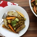 Chayotes, Roasted Veggies and Lentil Curry Salad