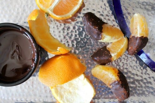 Chocolate Dipped Orange Segments with Chili-Salt