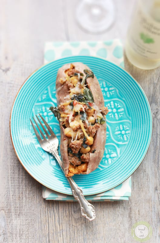 Turkey Sausage Stuffed Sweet Potatoes Recipe by Robin Runner