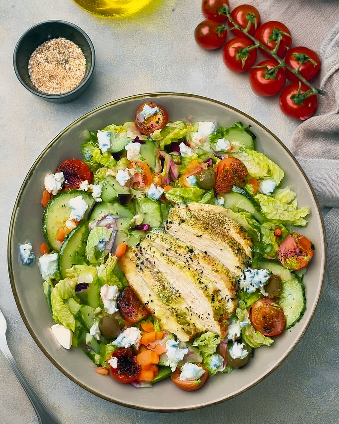 Roast Chicken Salad with Feta Cheese