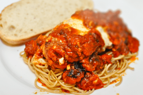 Chicken and Eggplant Spaghetti