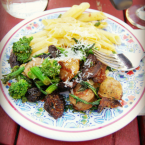 Broccoli Raab with Sausage, Black Mission Figs and Gluten-Free Hot Pepper Ziti