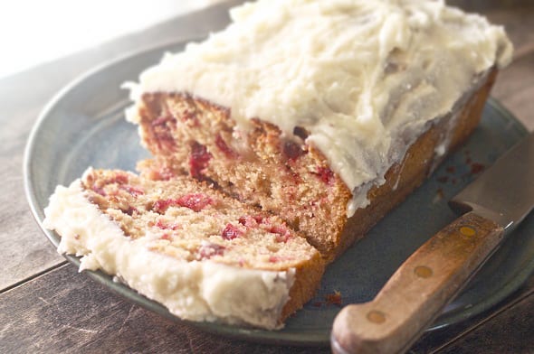 Cranberry Honey Cake with Lavender Frosting