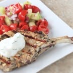 Greek Pork Chops with Tomato and Cucumber Salad